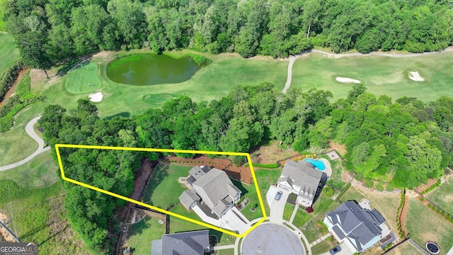 6413 Maple Park Ln, Hoschton, GA 30548 - drone / aerial view featuring a water view and golf course view