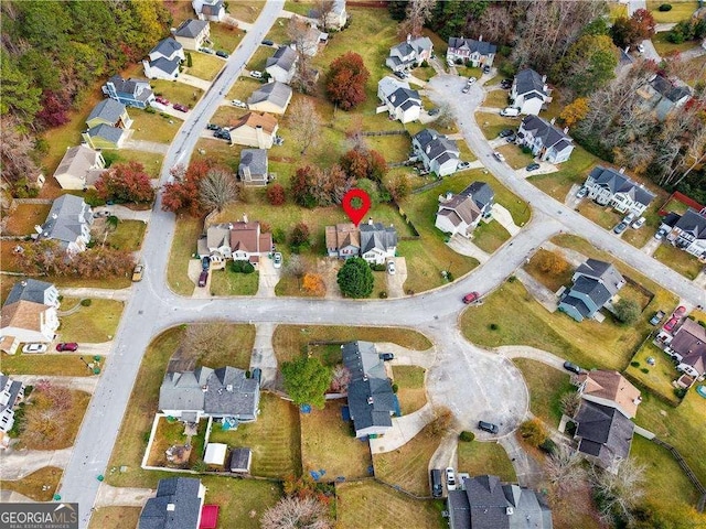 bird's eye view with a residential view