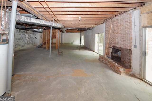 110 Vistacrest Way, Roswell, GA 30075 - basement featuring a fireplace and gas water heater