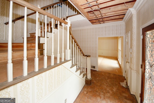 110 Vistacrest Way, Roswell, GA 30075 - stairs with visible vents and wallpapered walls