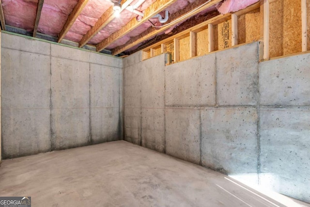 view of unfinished basement