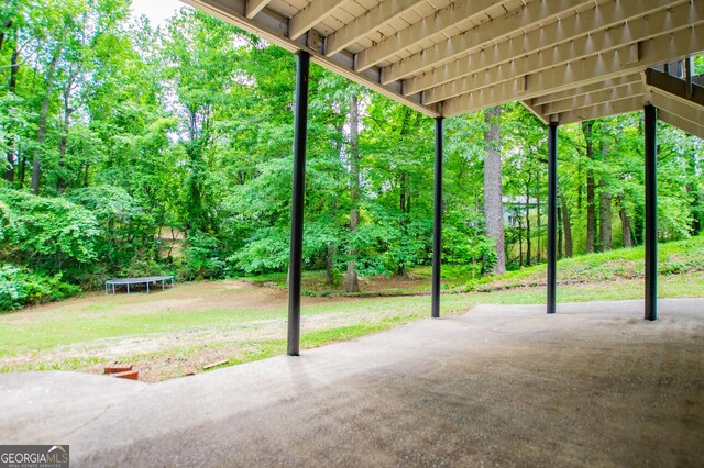 view of patio / terrace featuring a trampoline