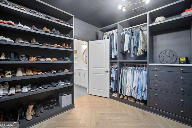 spacious closet with visible vents