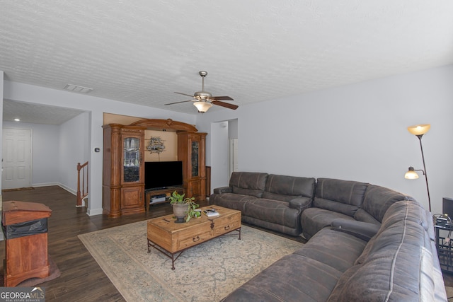 35 Timber Ln, Newnan, GA 30265 - living area with wood finished floors, a ceiling fan, and a textured ceiling