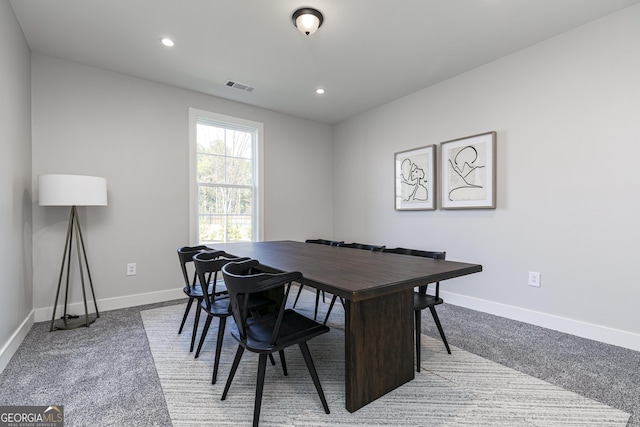 244 Oliver Dr, Locust Grove, GA 30248 - dining space featuring baseboards, carpet, recessed lighting, and visible vents
