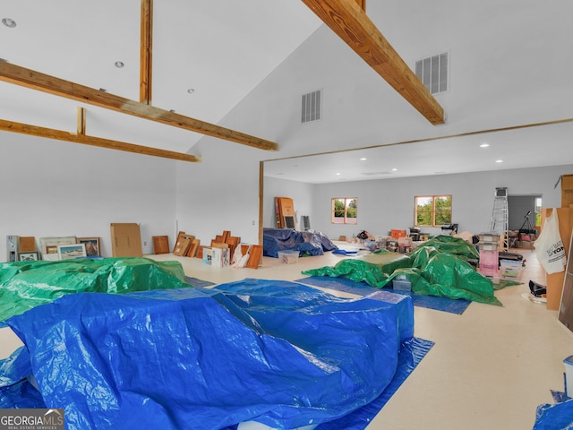 interior space featuring recessed lighting, visible vents, and a covered pool