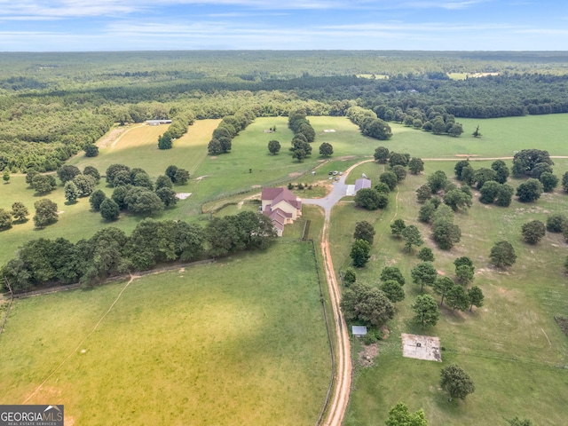 bird's eye view featuring a rural view
