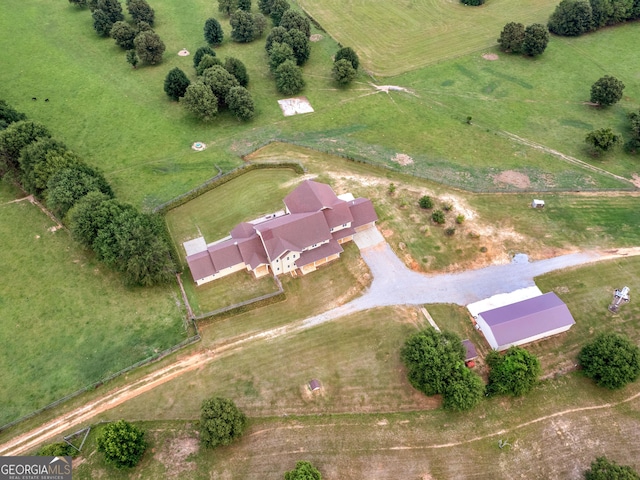 drone / aerial view featuring a rural view