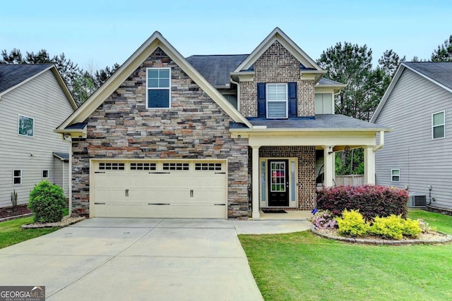 6468 Pierless Ave, Sugar Hill, GA 30518 - craftsman-style home featuring concrete driveway, cooling unit, and a front yard