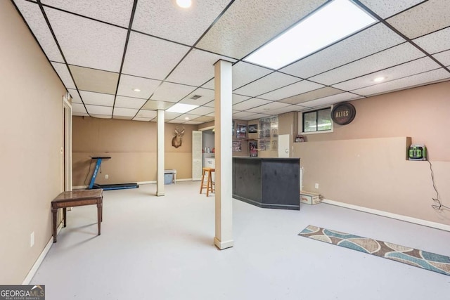 3679 Regent Dr NW, Kennesaw, GA 30144 - below grade area featuring baseboards, recessed lighting, and a drop ceiling