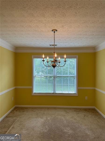 3218 Watson Woods Way, Loganville, GA 30052 - unfurnished dining area with plenty of natural light, a textured ceiling, and a notable chandelier