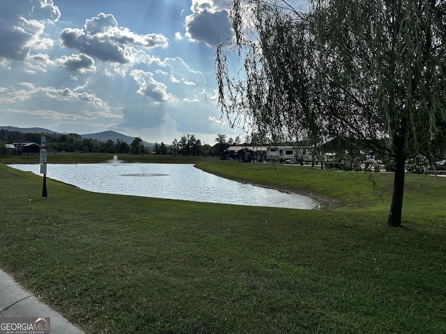 view of water feature with a mountain view