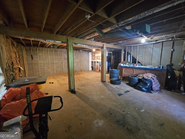 view of unfinished below grade area