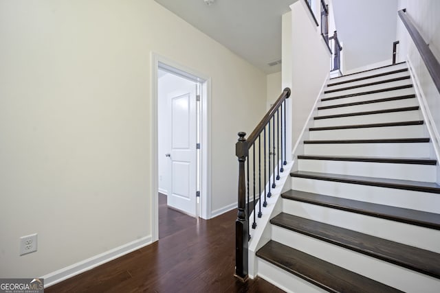 3231 Chutney Ct, Avondale Estates, GA 30002 - stairs featuring baseboards, wood finished floors, and visible vents