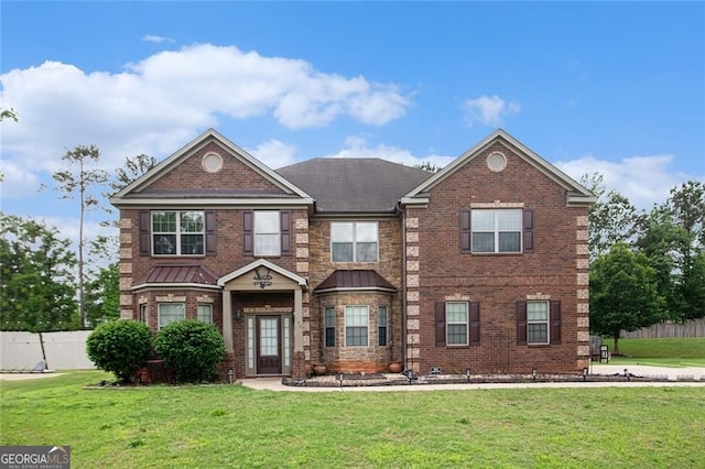 108 Telfair Ln, Mcdonough, GA 30253 - view of front facade with brick siding and a standing seam roof