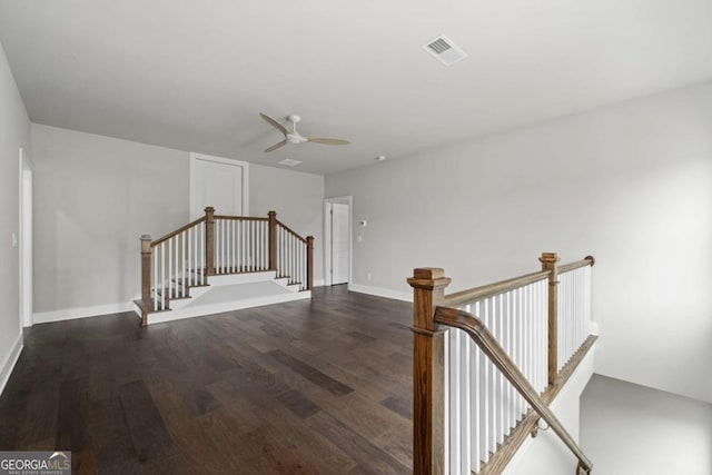 7285 Cordery Rd, Cumming, GA 30040 - interior space featuring baseboards, ceiling fan, wood finished floors, and visible vents