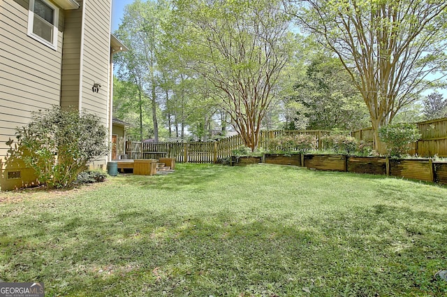 view of yard featuring a fenced backyard