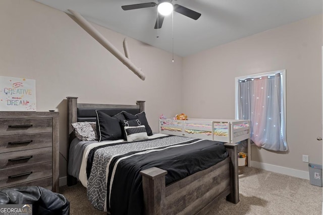 291 Higgins Rd, Flovilla, GA 30216 - bedroom featuring baseboards, carpet flooring, and a ceiling fan