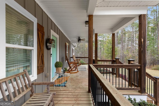 291 Higgins Rd, Flovilla, GA 30216 - deck with a ceiling fan and covered porch