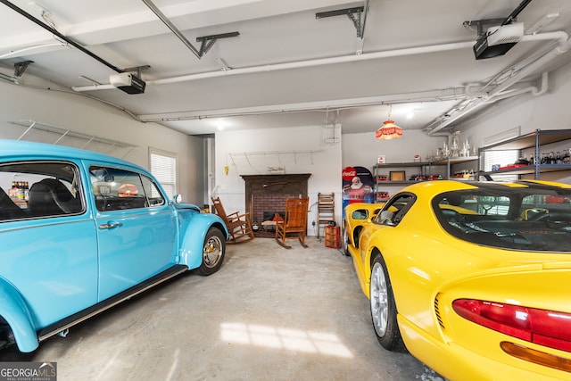 garage with a garage door opener