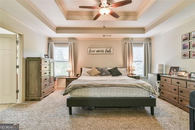 37 Wood Duck Pt, Jefferson, GA 30549 - bedroom featuring a tray ceiling, carpet flooring, multiple windows, and ornamental molding