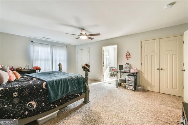 37 Wood Duck Pt, Jefferson, GA 30549 - bedroom with carpet, a ceiling fan, and multiple closets