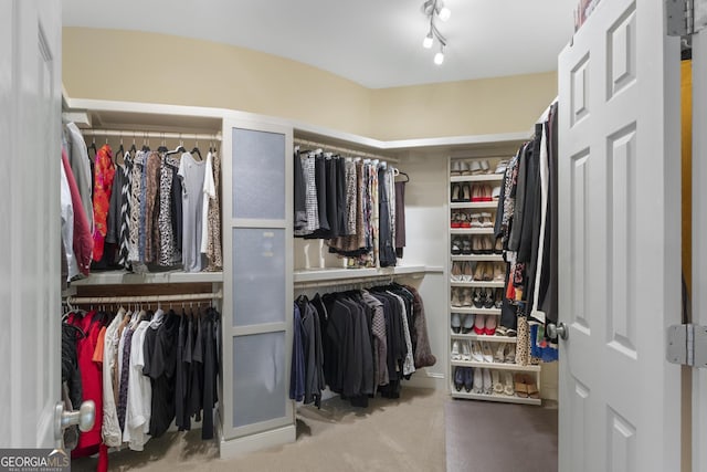 spacious closet with carpet flooring