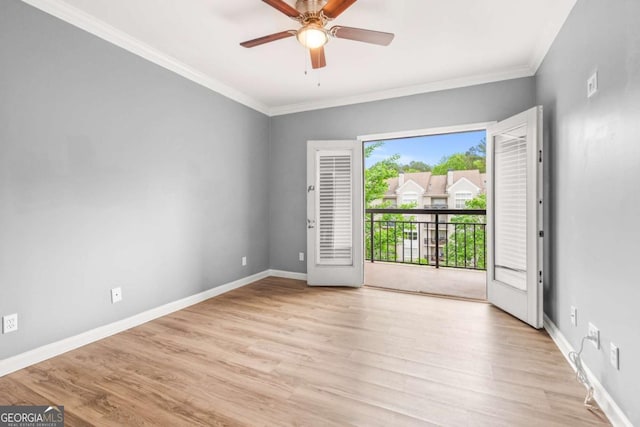 1502 River Green Dr NW Unit 1502, Atlanta, GA 30327 - unfurnished room with crown molding, a ceiling fan, and light wood-style flooring