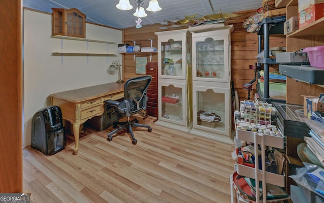76 Periwinkle Ln, Cleveland, GA 30528 - office featuring wood finished floors and a notable chandelier