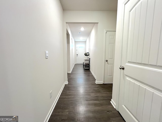 517 Starbuck Pkwy, Pendergrass, GA 30567 - hall with dark wood-type flooring and baseboards