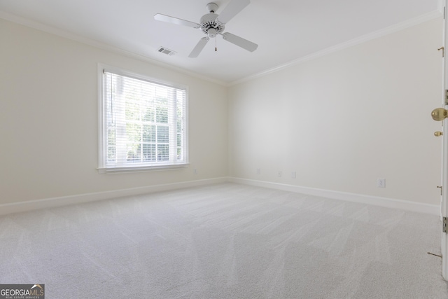 5685 Commons Ln, Alpharetta, GA 30005 - unfurnished room with visible vents, a ceiling fan, baseboards, and crown molding