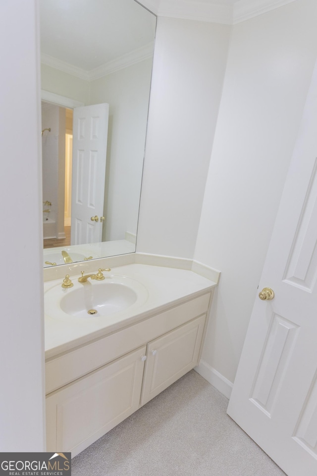5685 Commons Ln, Alpharetta, GA 30005 - bathroom with ornamental molding and vanity