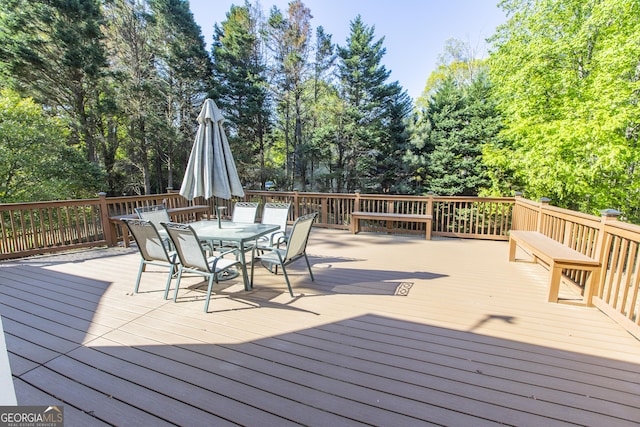 5685 Commons Ln, Alpharetta, GA 30005 - wooden deck featuring outdoor dining area