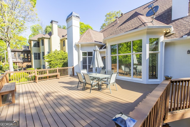 5685 Commons Ln, Alpharetta, GA 30005 - wooden deck featuring outdoor dining space