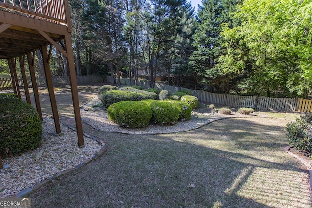 5685 Commons Ln, Alpharetta, GA 30005 - view of yard featuring a fenced backyard and a deck