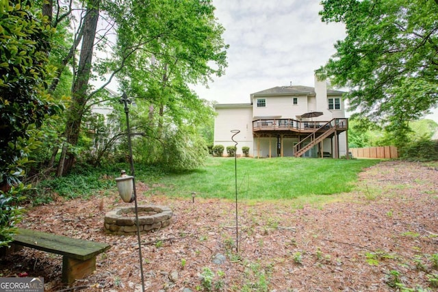 1812 Riverton Dr, Suwanee, GA 30024 - view of yard with fence, a wooden deck, and stairs