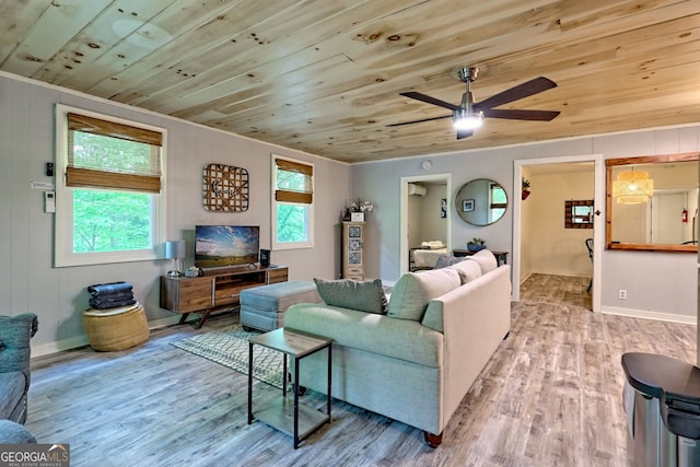 49 Toole St, Clayton, GA 30525 - living area with wooden ceiling, plenty of natural light, wood finished floors, ceiling fan, and baseboards
