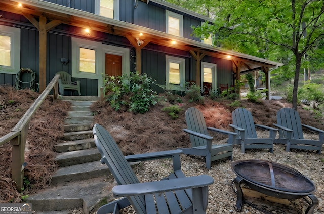 49 Toole St, Clayton, GA 30525 - view of patio / terrace with an outdoor fire pit