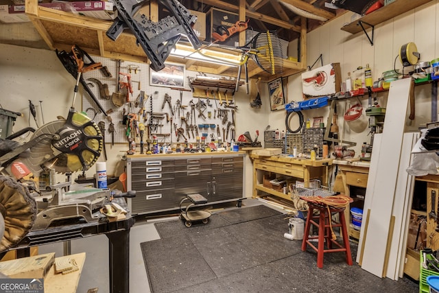 interior space with a workshop area