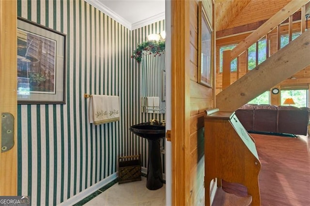 122 Gold View Dr, Dahlonega, GA 30533 - hallway featuring ornamental molding