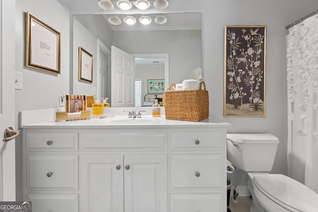 full bathroom with toilet and vanity