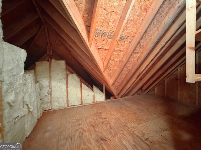 view of unfinished attic