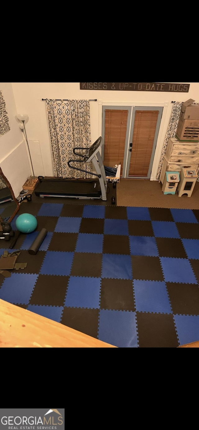 interior space with tile patterned floors