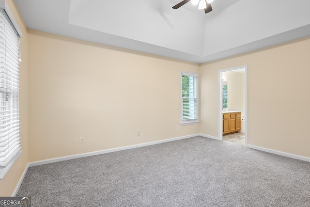 6939 Waters Edge Dr, Stone Mountain, GA 30087 - unfurnished room featuring baseboards, ceiling fan, and light carpet