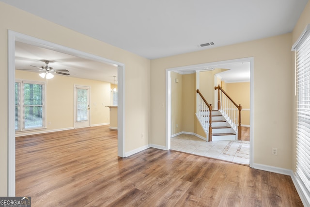 6939 Waters Edge Dr, Stone Mountain, GA 30087 - interior space with a ceiling fan, baseboards, visible vents, and wood finished floors