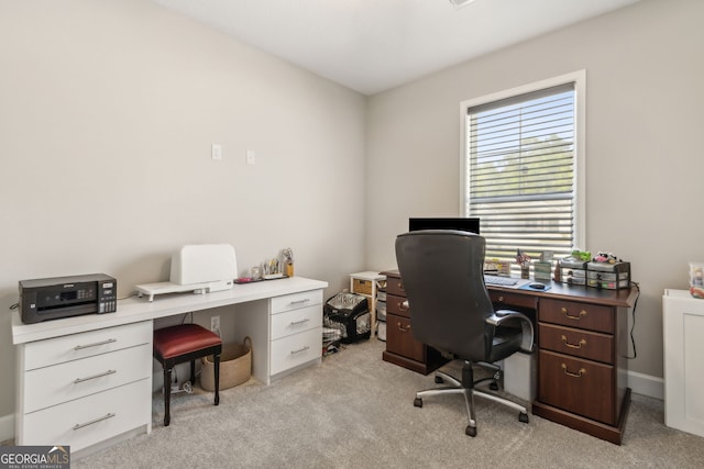 office with light colored carpet