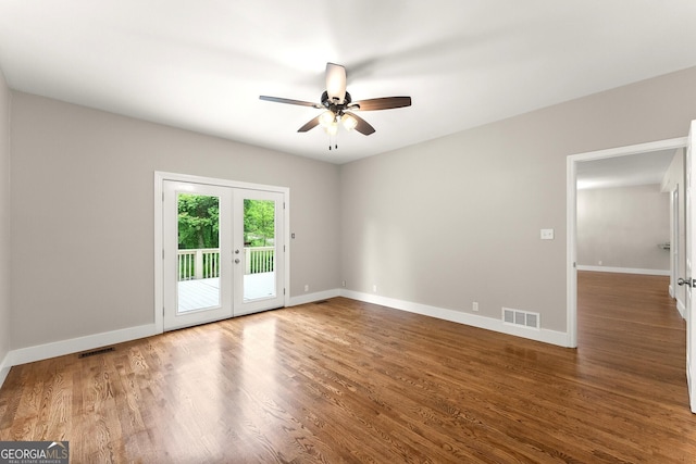 1155 Springway Dr, Gainesville, GA 30501 - empty room with baseboards, ceiling fan, french doors, and visible vents