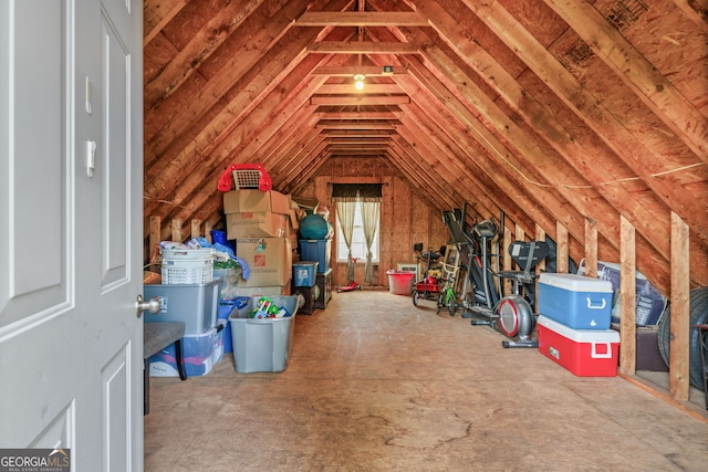 view of unfinished attic