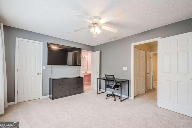 3746 Berkeley Xing, Duluth, GA 30096 - office featuring a textured ceiling, ceiling fan, light colored carpet, and baseboards