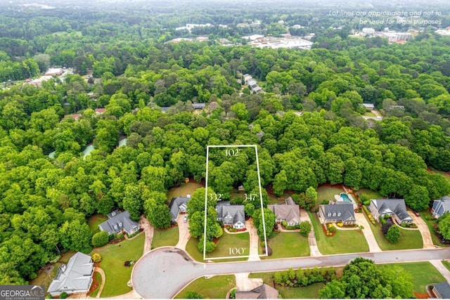 aerial view with a residential view and a forest view